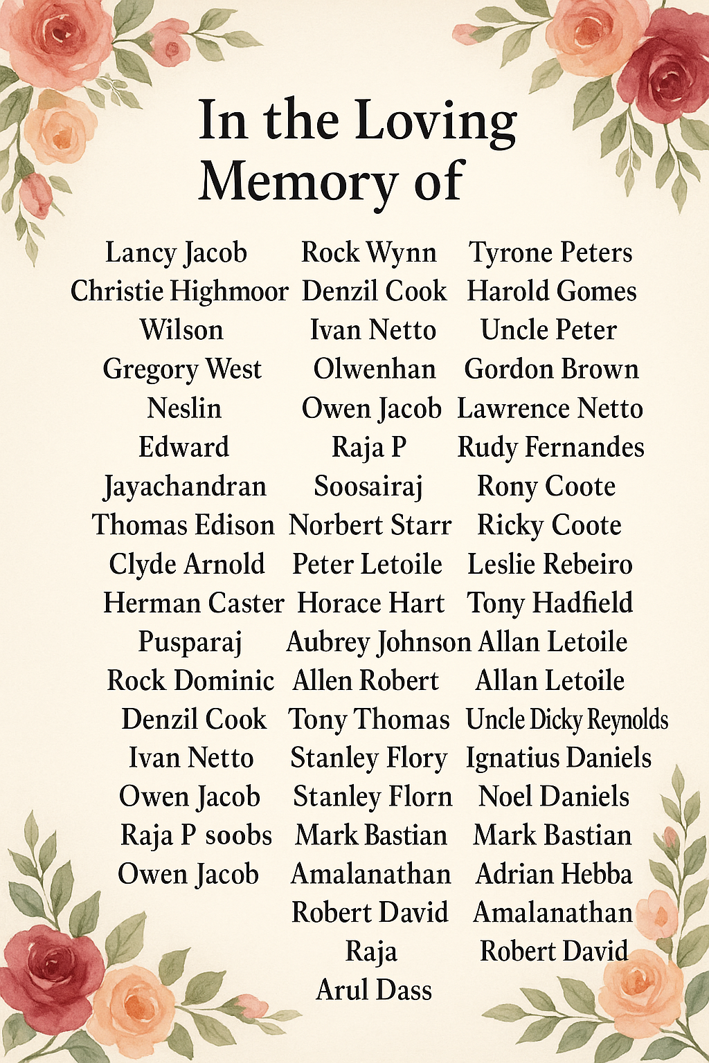 In Loving Memory
